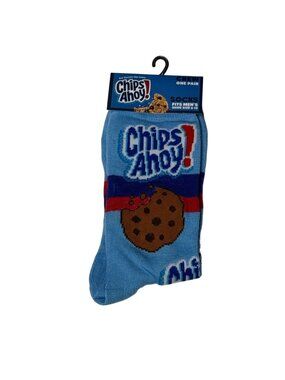 Blue Cookie Graphic Crew Socks Men’s 6-12 Food Theme Novelty